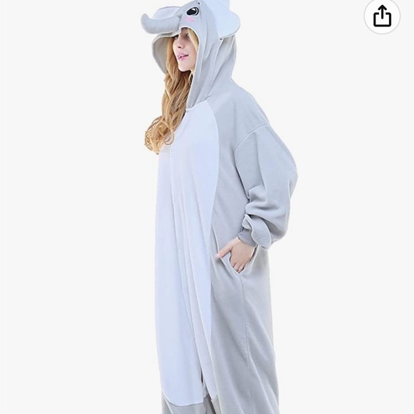 Elephant Onesie Halloween Costume Gray Pink Size Small - Picture 2 of 7